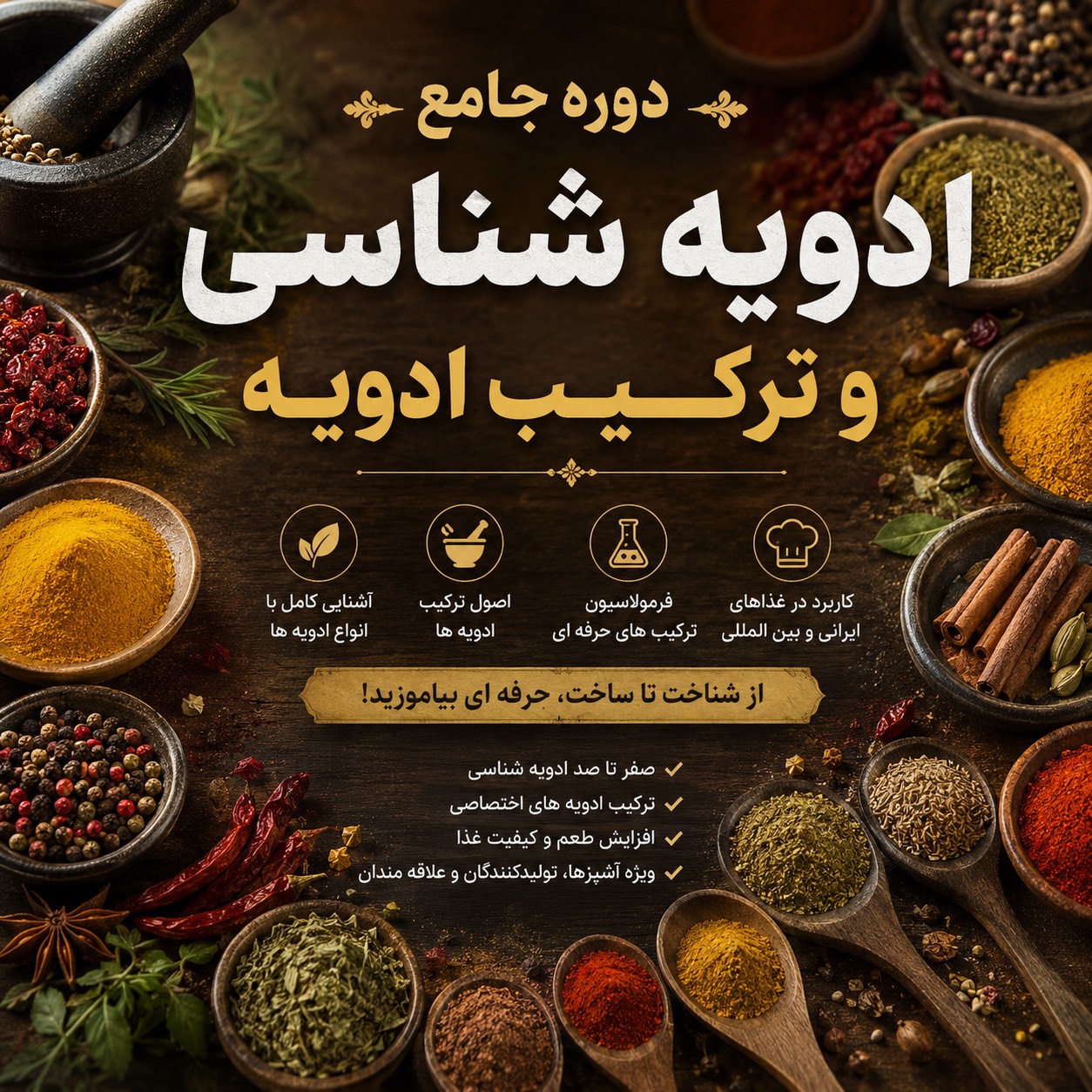 دوره جامع ادویه شناسی و ترکیب ادویه