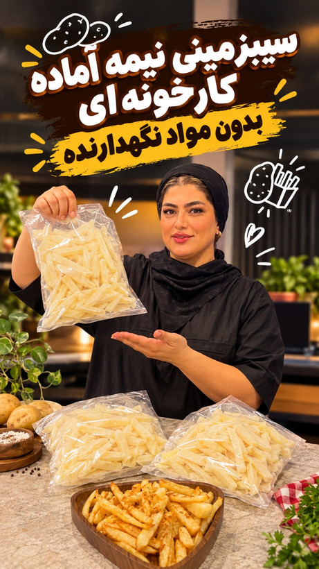 تک آیتم سیبزمینی نیمه آماده کارخونه ای (بدون مواد نگهدارنده)